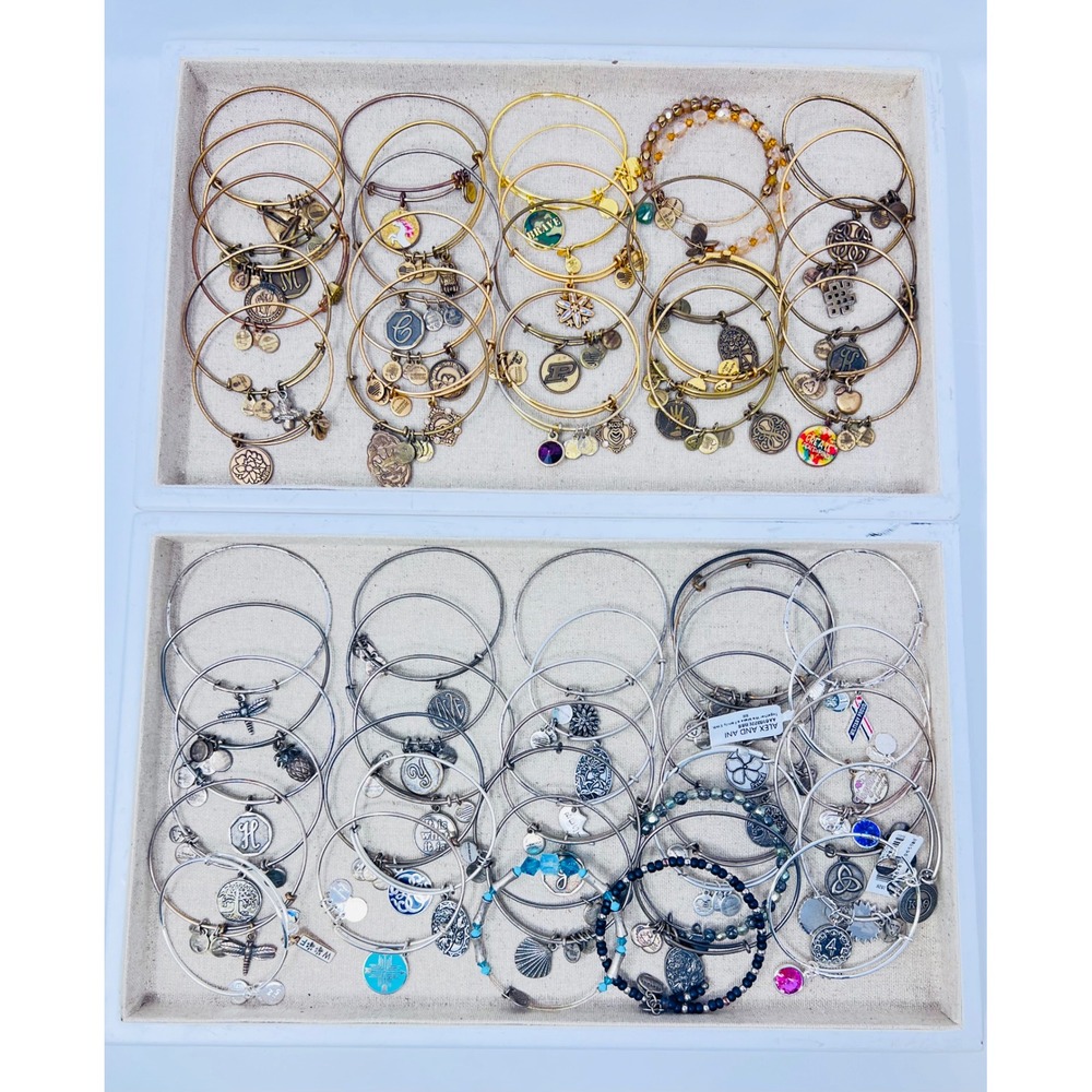 Alex & Ani Gold & Silver Tone Assortment of Bracelets Lot of 60+